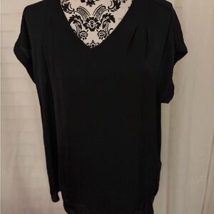 Simply Vera Vera Wang Black V-Neck Short Sleeve Blouse